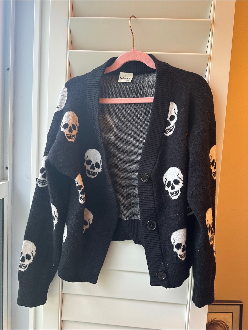 Kids Black Skull Cardigan Sweater - Nollan